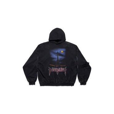 No Pocket Large Fit Hoodie - Washed Black