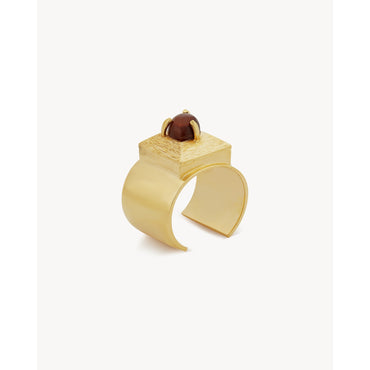 Stone & Square Cuff - Dore/Rouge