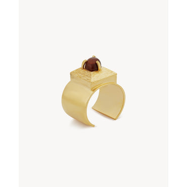 Stone & Square Cuff - Dore/Rouge