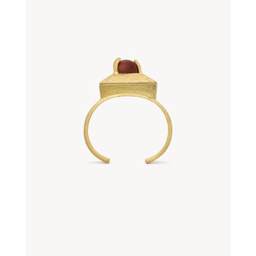 MANCHETTE CARRE PIERRE SERTIE - DORE/ROUGE