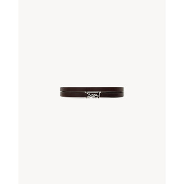 YSL Thin Double Wrap Bracelet - Brown Oak