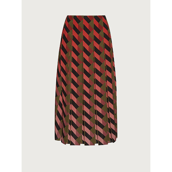 Dégradé Silk Skirt - Monterey/Chile Red/Black