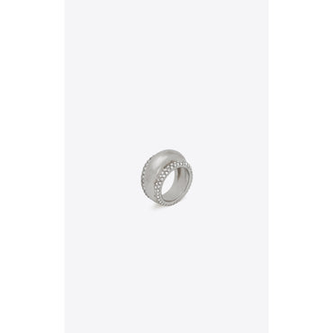 Rhinestone Bumpy Ring - Palladium/Crystal