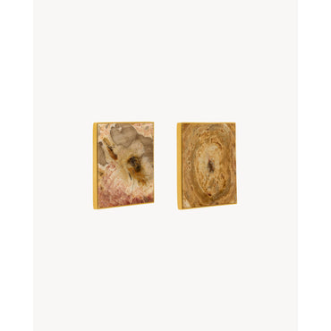 Oversize Sqaure Earrings - Dore / Marron Rose