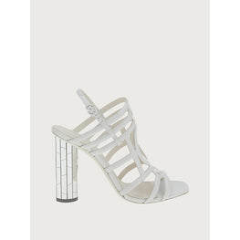 Mirrored Heel Strappy Sandals - White