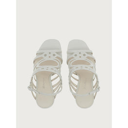 Mirrored Heel Strappy Sandals - White