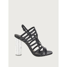 Mirrored Heel Strappy Sandals - Black