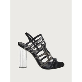 Mirrored Heel Strappy Sandals - Black