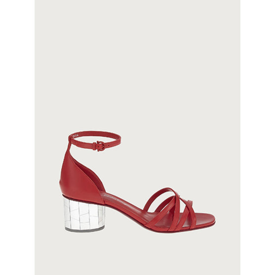 Mirrored Heel Sandals - Lipstick Red