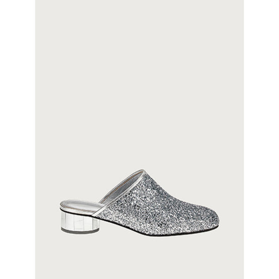 Mirrored Heel Mule - Silver