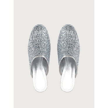 Mirrored Heel Mule - Silver