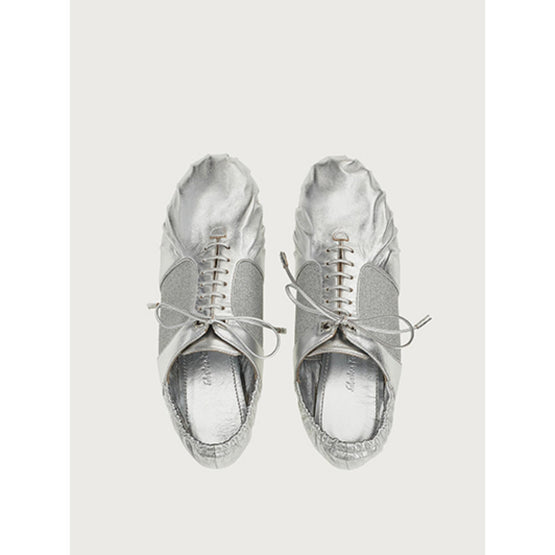 Lace Up Nappa Shoe - Silver