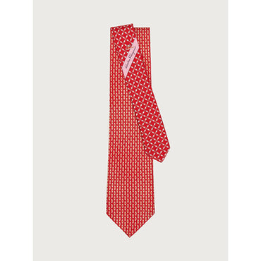 Canoe Print Silk Tie - Red