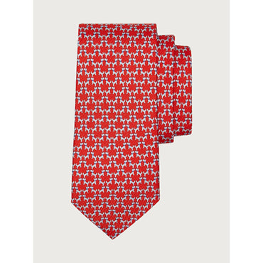 Terrier Print Silk Tie - Red