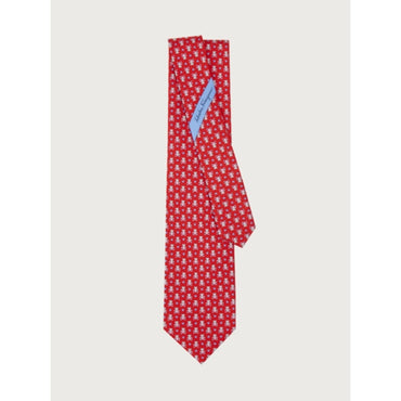 Teddy Bears And Gancini Print Silk Tie - Red