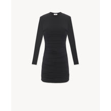 ROBE MANCHES LONGUES FRONCEE C - NERO/NERO