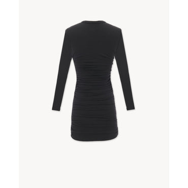 Robe Manches Longues Froncee - Noir