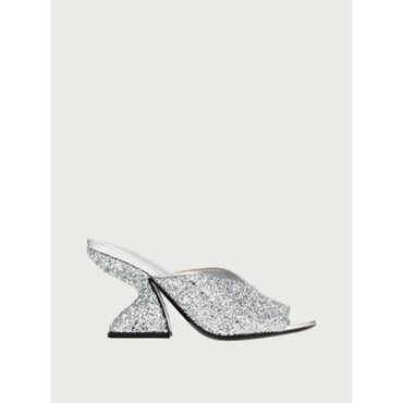 F-Heel Sandals - Silver