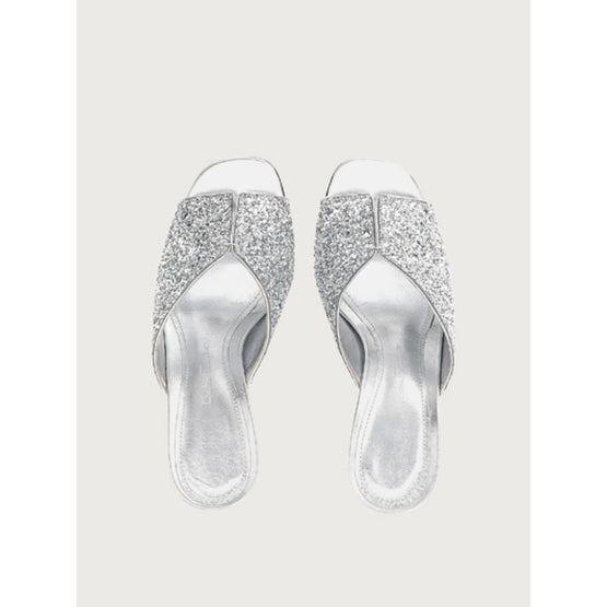 F-Heel Sandals - Silver