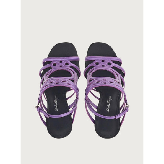 Mirrored Heel Strappy Sandals - Deep Purple