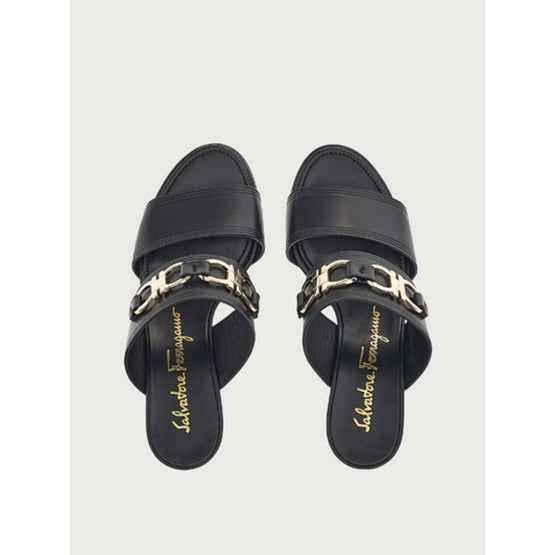 Gancini Wedges Sandals - Black