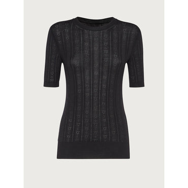 Short Sleeved Knitted Top - Black