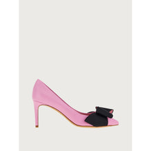 Double Bow Pump Shoe - Nappa And Fabric - Flamingo/Black