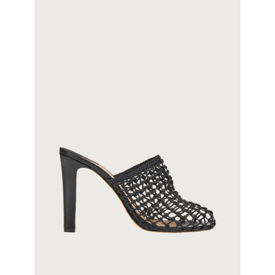 Woven High Heel Mule - Black