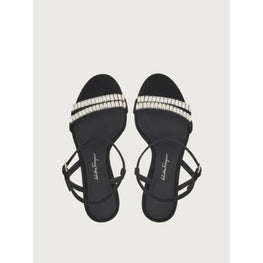 Crystal Embellished Sandals - Black