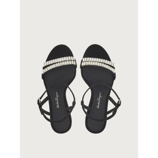 Crystal Embellished Sandals - Black