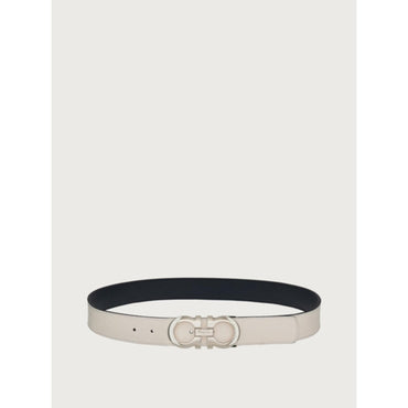 Reversible And Adjustable Gancini Belt - White/Blue Marine