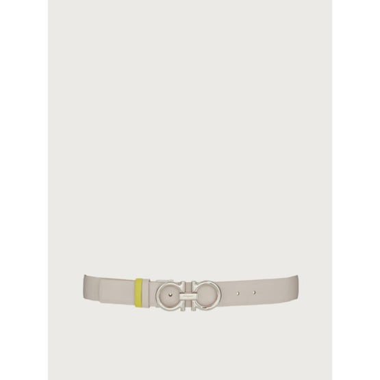 Reversible And Adjustable Gancini Belt - Calce/Cedrata