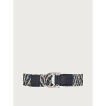 Gancini Fixed Belt - Fabric - White/Denim/Blu Marine