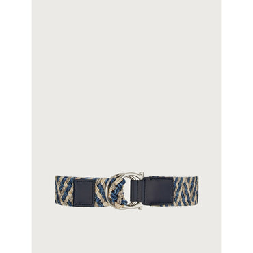 Gancini Fixed Belt - Men - White/Denim/Blu Marine