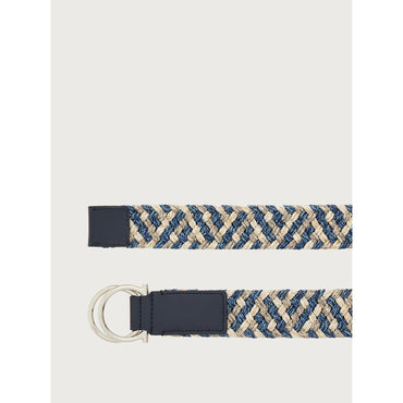 Gancini Fixed Belt - Men - White/Denim/Blu Marine