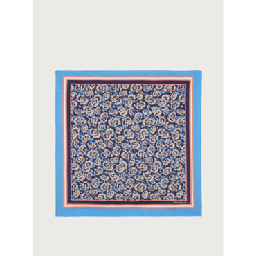 Gancio S Print Silk Foulard (70x70cm) - Blue Marine/Light Blue