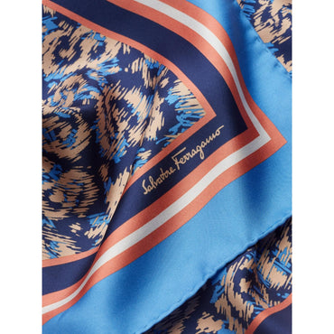 Gancio S Print Silk Foulard (70x70cm) - Blue Marine/Light Blue
