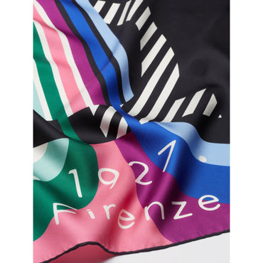 Gancini Print Silk Foulard (70x70cm) - Green/Blue