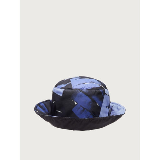 Palm Print Reversible Hat - Black/Blue