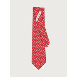 Dolphin Print Silk Tie - Red