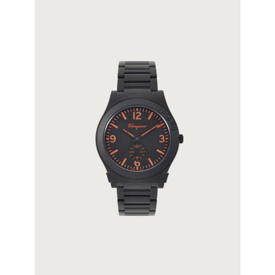 Gancini Gent 41mm Watch - Ip Black/Black/Orange