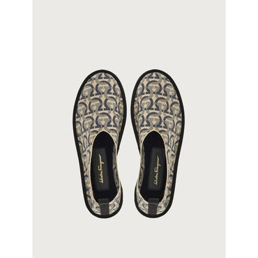 Ferragamo Nomadic Stories Moccasin - Fabric - White/Black