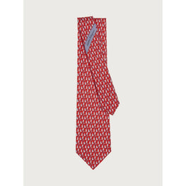 Rabbits Print Silk Tie - Red