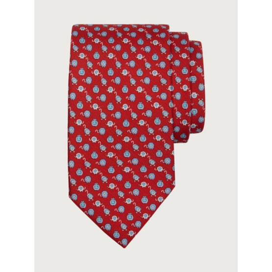 Savannah Print Silk Tie - Red