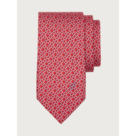 Rebus Print Silk Tie - Red