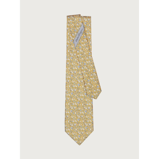 Rabbit Print Silk Tie - Yellow