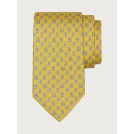 Puppy Print Silk Tie - Yellow