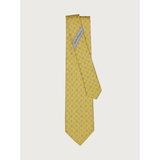 Puppy Print Silk Tie - Yellow