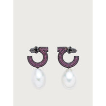 Gancini Earrings with Baroque Pearl - Fuxia