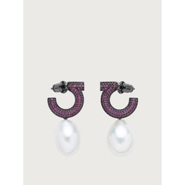 Gancini Earrings with Baroque Pearl - Fuxia